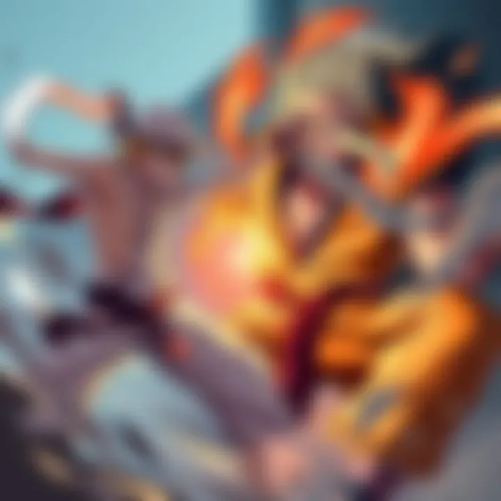 Kenpachi from Bleach engages in combat with Master Roshi from Dragonball, showcasing their distinct fighting styles.