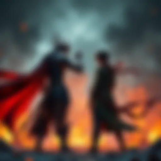 Kenshiro stands before Thouzer, offering him mercy instead of fighting, with a tense atmosphere around them.