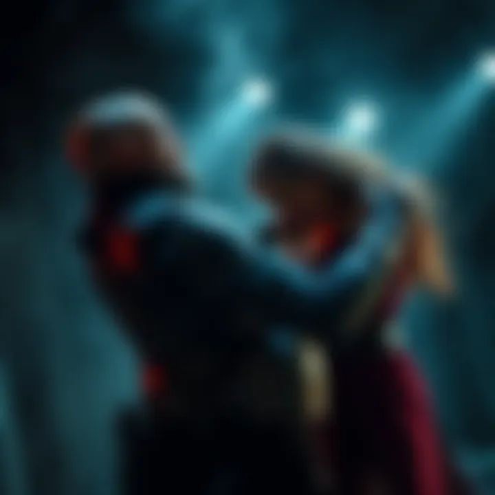 Ketil physically assaults pregnant Arnheid, showcasing a moment of shock and violence.