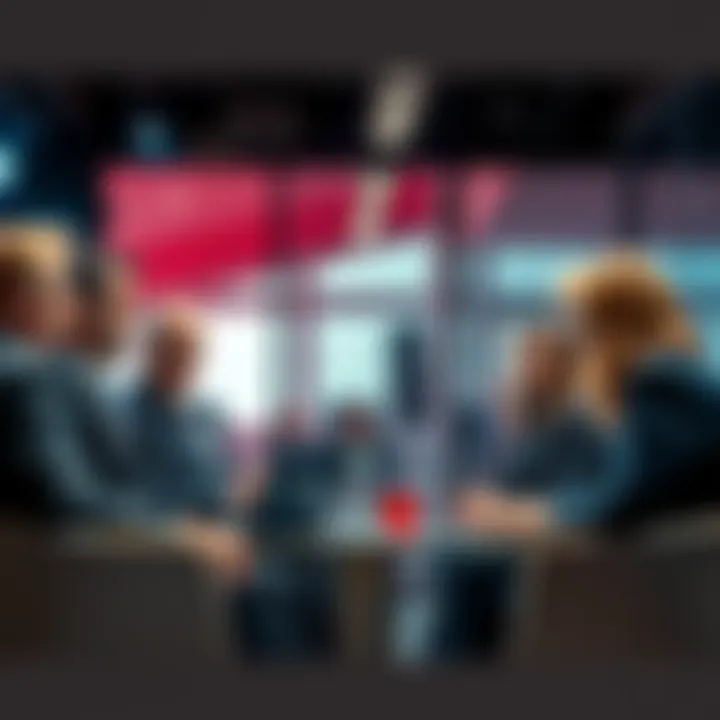 A diverse group of influential individuals discussing current events and opinions in a modern setting