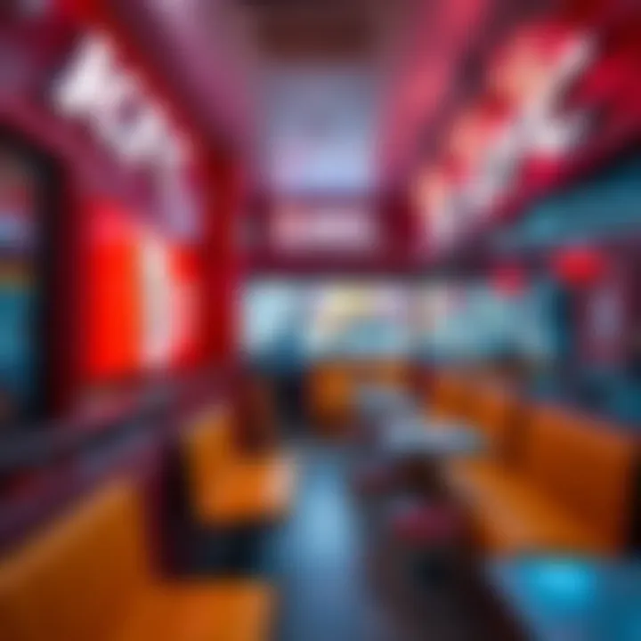 A view of the unique KFC in Japan featuring upstairs seating and a vibrant atmosphere.