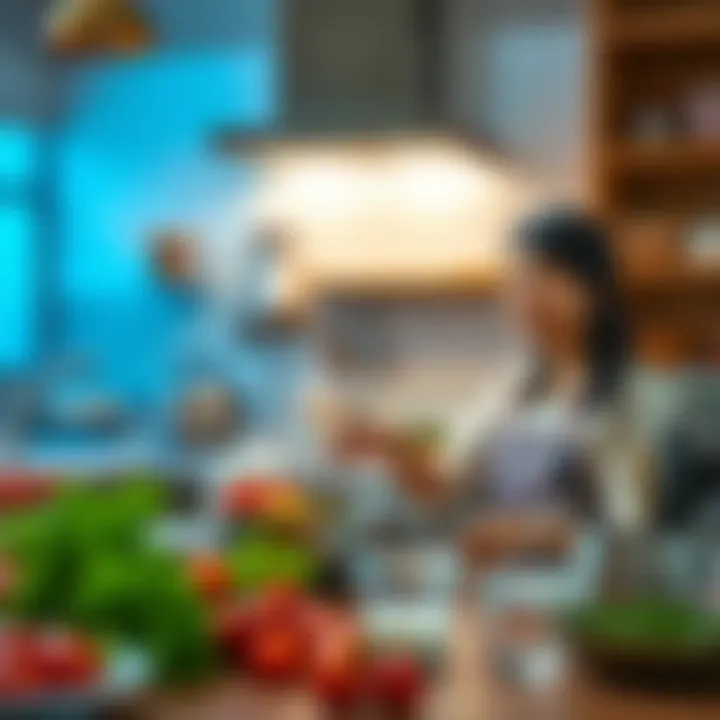 Kiara happily cooking in her kitchen, trying out new recipes and enjoying her culinary adventure