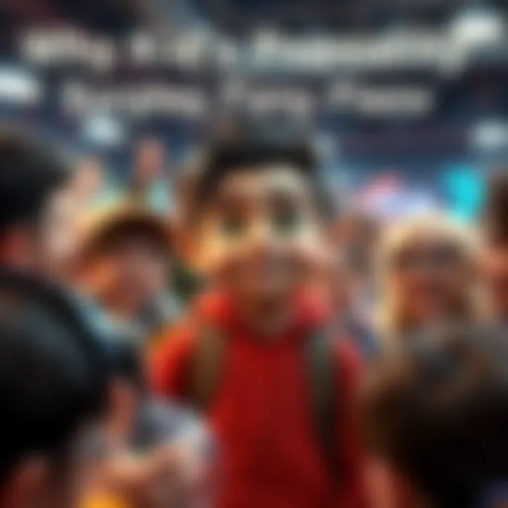 A popular character named Kid surrounded by enthusiastic fans discussing his appeal and popularity in a community setting.