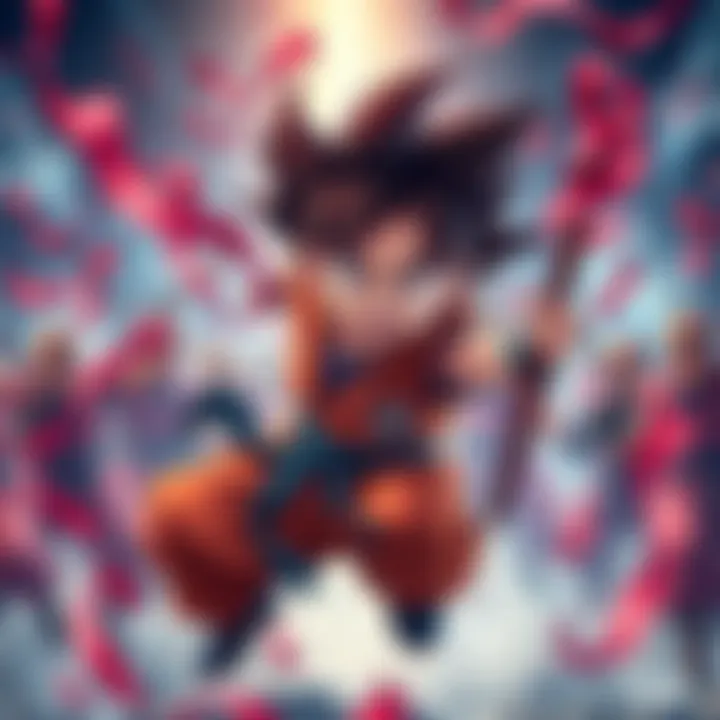 Kid Goku in a fight against members of the Red Ribbon Army, showcasing his strength and determination