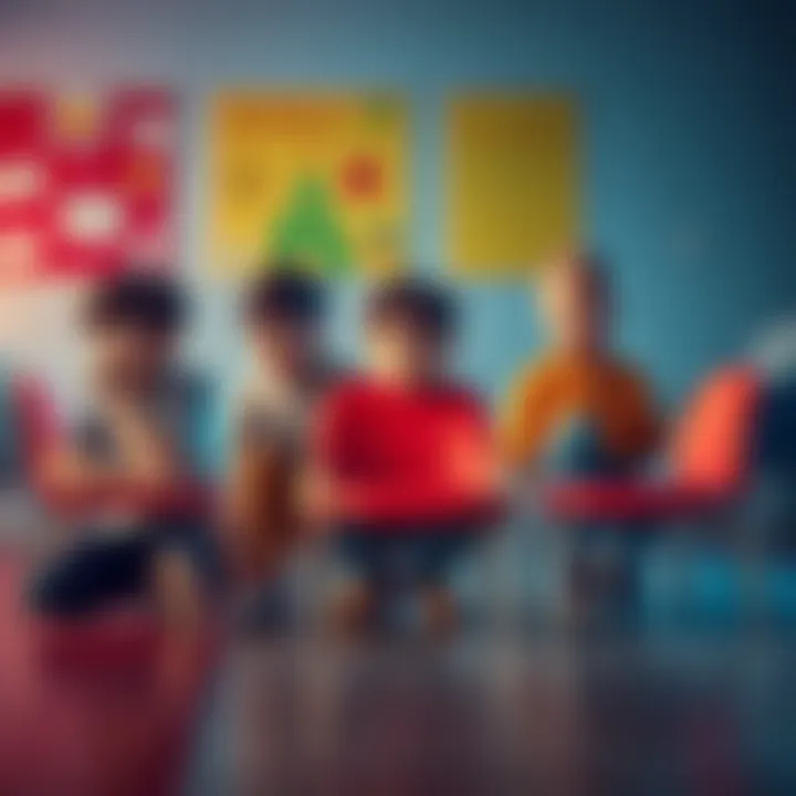 Kids Sitting on the Floor with Chairs Five kids looking at three chairs, some sitting on the floor while others stand nearby, showing a mix of curiosity and annoyance.