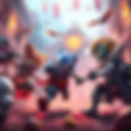 Kikohos characters engaging in an exciting fight in a vibrant battle arena