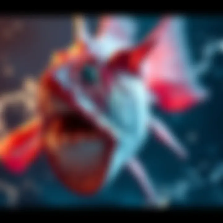 Killingham with fish features A character resembling Killingham with fish-like traits, showcasing scales and fins, surrounded by water elements