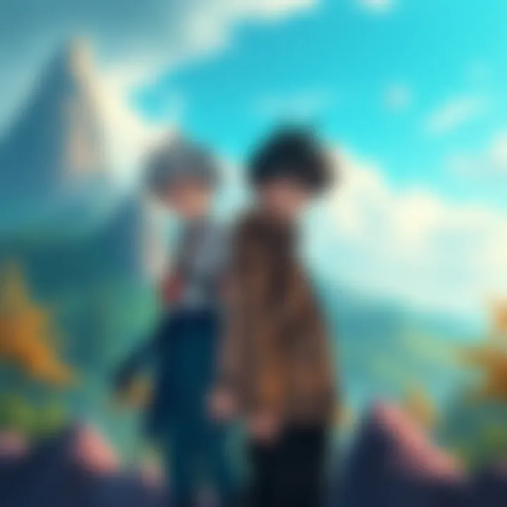 Killua and Gon standing side by side, ready for their next adventure with a lush background of forests and mountains.