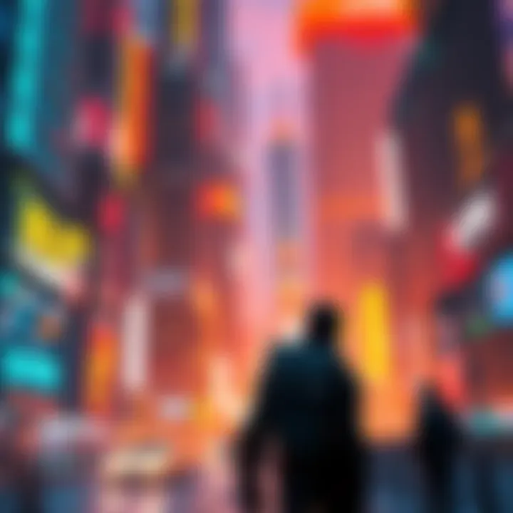 A character named Killy stands in a vibrant futuristic cityscape, looking determined as he faces new challenges after the completion of Blame!2 and Netsphere Engineer.