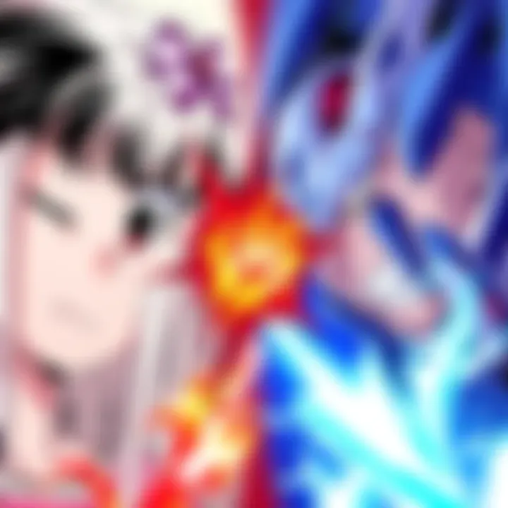 A split image showing Kindaka manga on one side with vibrant panels and Okarun anime on the other side featuring dynamic visuals.