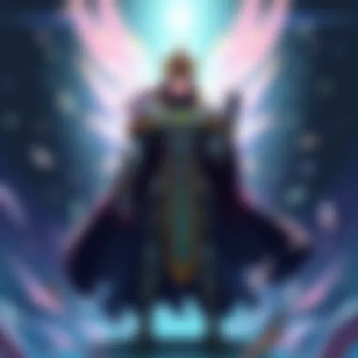 A digital illustration of King Diane, a powerful character, standing confidently with a magical aura around her, contemplating the future of the game banners.