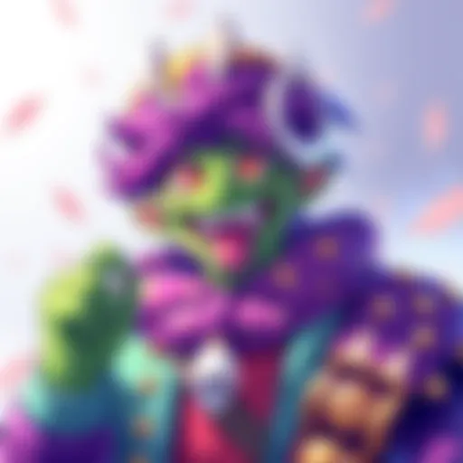 A vibrant illustration of King Frosch, a beloved anime character, showcasing his unique design and colorful attire.