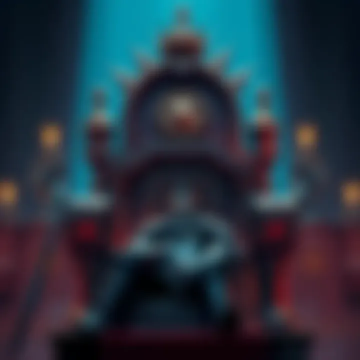 A majestic illustration of King Harald sitting on a grand throne, symbolizing his power and leadership in history.