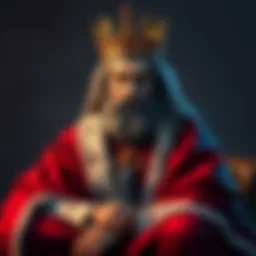 A king sitting calmly A king in a relaxed pose, wearing a crown and robe, reflecting patience and respect in leadership