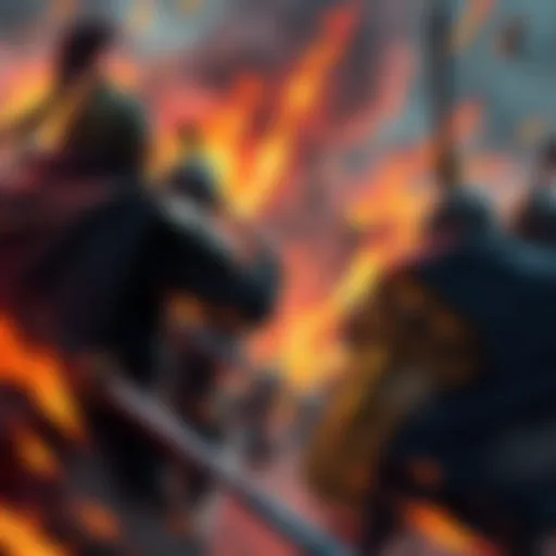 A scene from the Kingdom anime showing a battle scene with warriors in ancient armor fighting.