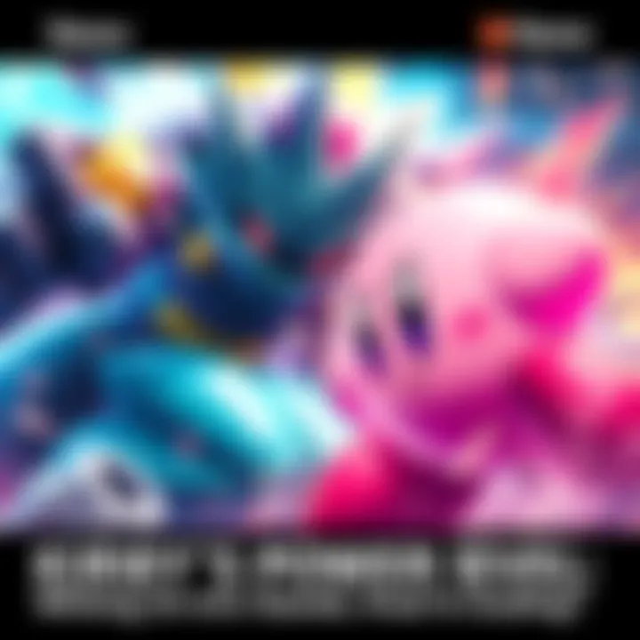 Kirby facing off against a powerful foe in a colorful battle scene