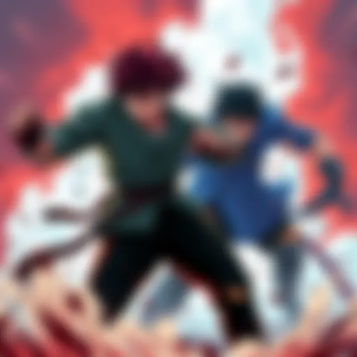 Kiryu Setsuna vs Tiger Niko Fight An intense scene showing Kiryu Setsuna and Tiger Niko engaged in a fierce battle, with dynamic movements and expressions of determination on their faces.