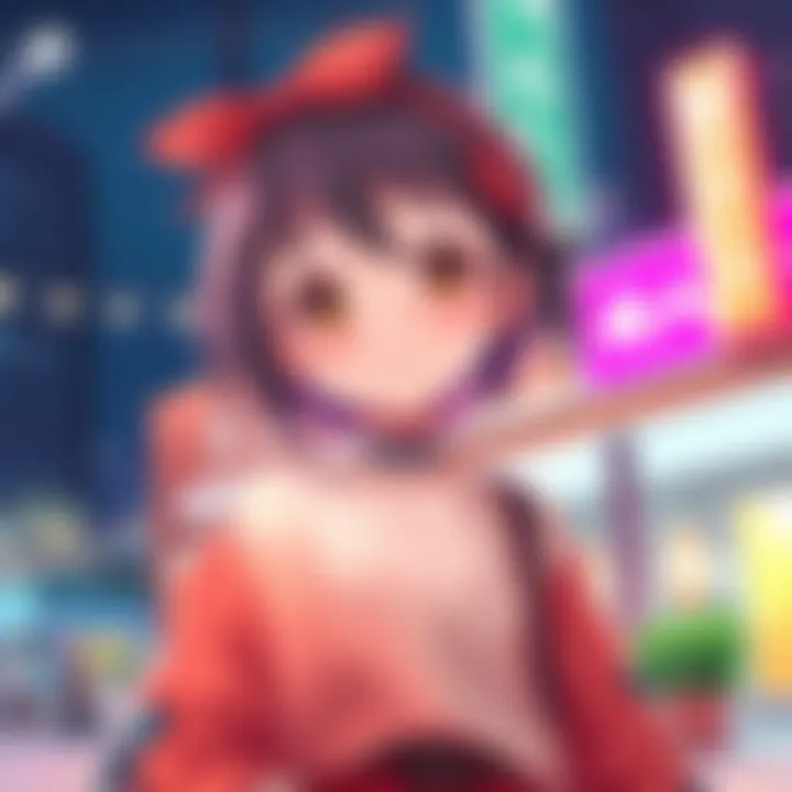 Kiyora character illustration A stylish anime character named Kiyora with charming features and a cool demeanor, standing in a vibrant setting, showcasing mixed emotions.