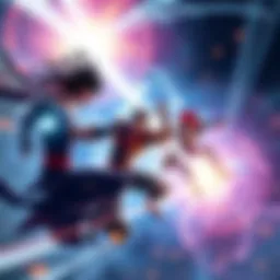 Kizaru, Dabura, and Shinra in Battle Kizaru, Dabura, and Shinra clash in a dynamic fight showcasing their unique powers and speed, set against a backdrop of swirling time and energy effects.