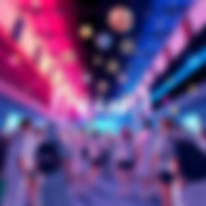An illustration showing KLab celebrating its 10th anniversary with vibrant new units and excited fans in a festive atmosphere.