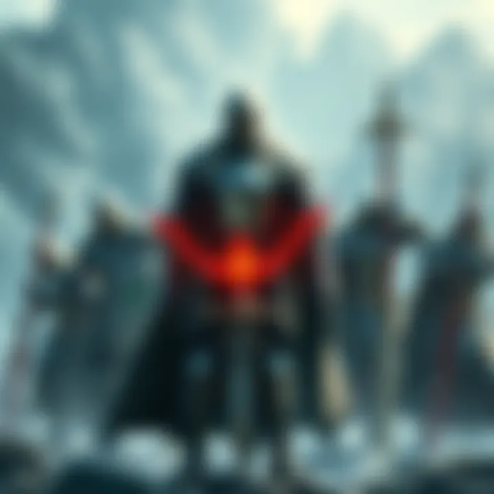 The Knight King stands confidently with a group of powerful allies ready for battle in an intense scene.
