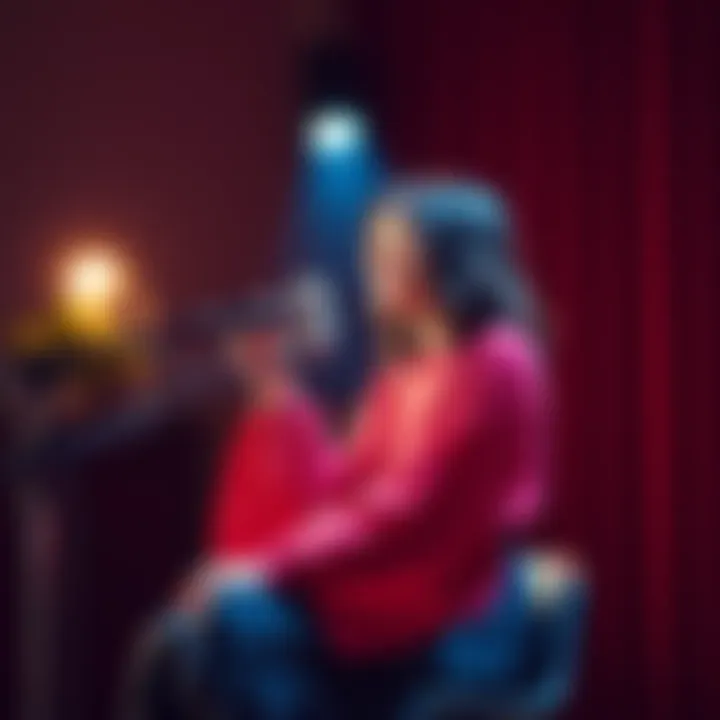 Koganei Niko performs her cover of Bansanka while seated at a microphone, with a soft spotlight shining on her