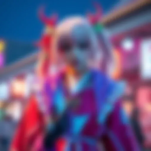 A person dressed in a vibrant Kohaku cosplay outfit, showcasing detailed costume design and accessories.