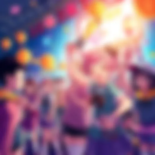 A joyful gathering of fans celebrating Koishi Day with decorations and activities