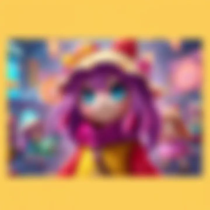 A colorful character known as Koishi but Gemmy, showcasing its unique design and vibrant features in a lively setting.