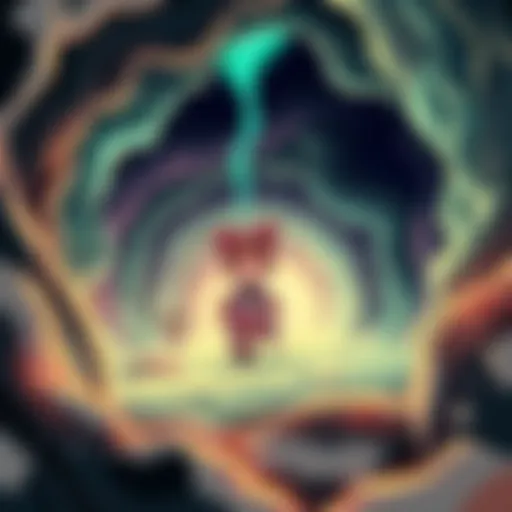 Koishi, Reimu, and Suika explore a vibrant underground world in Subterranean Animism, showcasing their friendship and adventure.