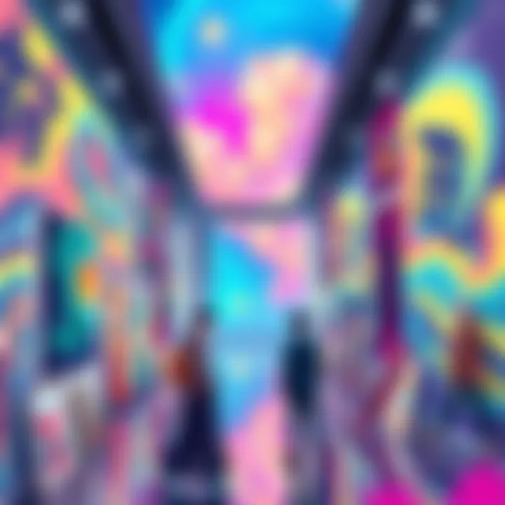 A vibrant display of KomaEiki's artwork showcasing bold colors and creative designs.