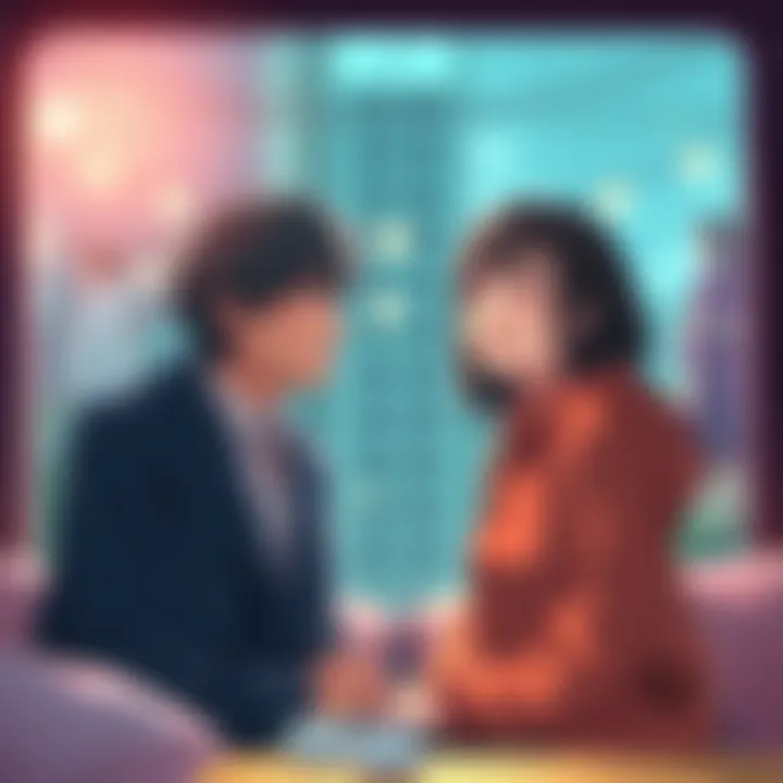 Komura and Mei smiling at each other in a cozy setting, showcasing their love and support