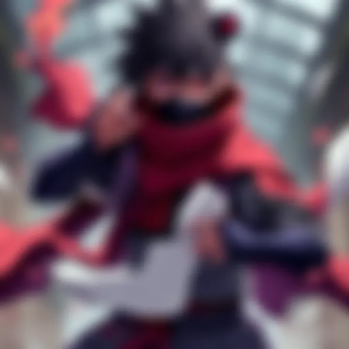 Konan, a character from Naruto, showcasing her paper ninjutsu abilities with a striking pose and her unique design