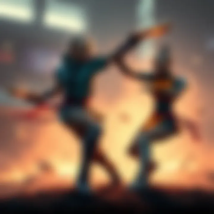 Krillin and Android 18 engage in a dynamic sparring match, showcasing their martial arts skills and teamwork.