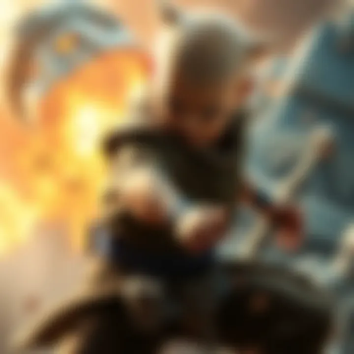 Krillin showing determination in a battle scene, ready to lead with confidence.