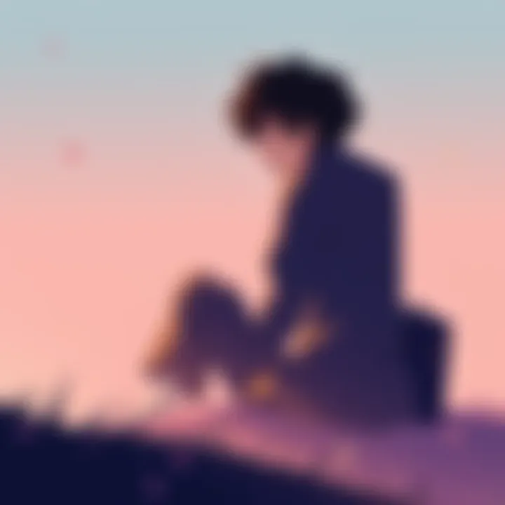 Kubo sitting alone, looking thoughtful as he reflects on love and relationships, with a soft background suggesting warmth.