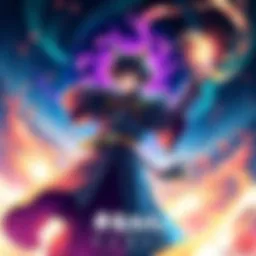 Cover illustration for 'Rakenaria no Yume' showcasing a mystical sorcerer casting a spell with vibrant colors and swirling magical energy in the background.