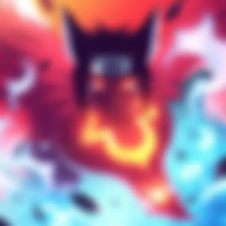 Kurama, the nine-tailed fox, looks sad with tears while surrounded by bright energy, representing emotional moments in Naruto.