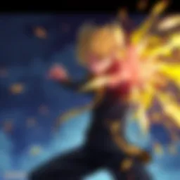 Kurapika demonstrating Nen power Kurapika showcasing his Nen abilities, focusing energy in a dynamic pose, emphasizing speed and concentration.