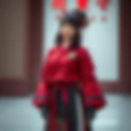 A person wearing a detailed Kurenai Yuhi cosplay with red and black attire, featuring a headband and unique accessories, standing confidently