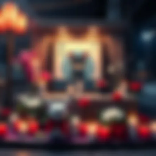 Kurogiri Voice Actor Tribute A tribute display featuring a picture of the Kurogiri character with candles and flowers around it, representing mourning and remembrance.