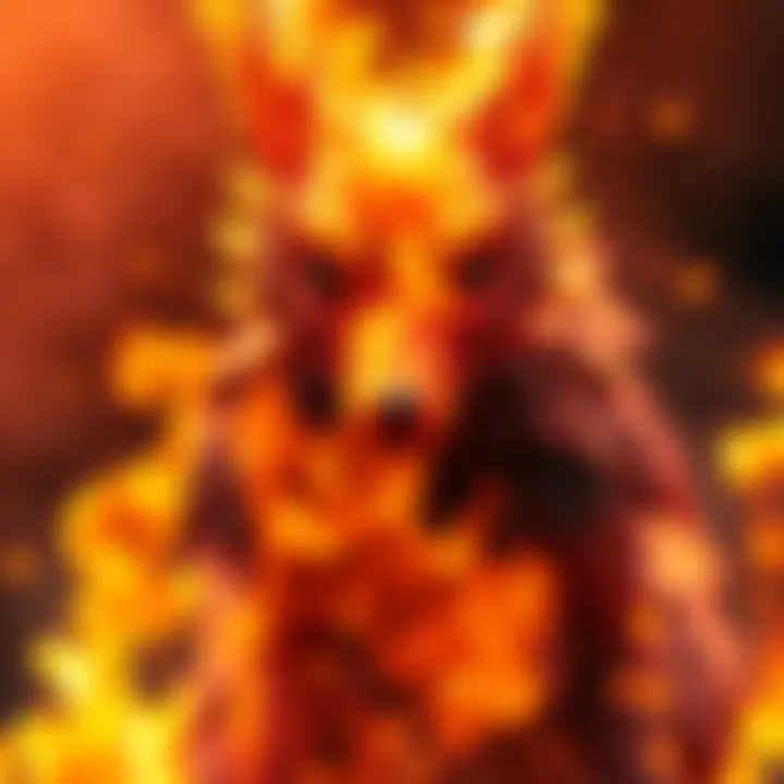 Kuroki surrounded by flames, showcasing the debate about its fireproof abilities