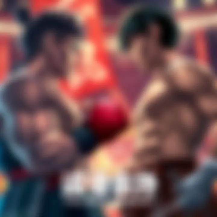 Kuroki Gensai stands ready to fight Yujiro Hanma in a tense showdown, both displaying their impressive physiques and determined expressions.
