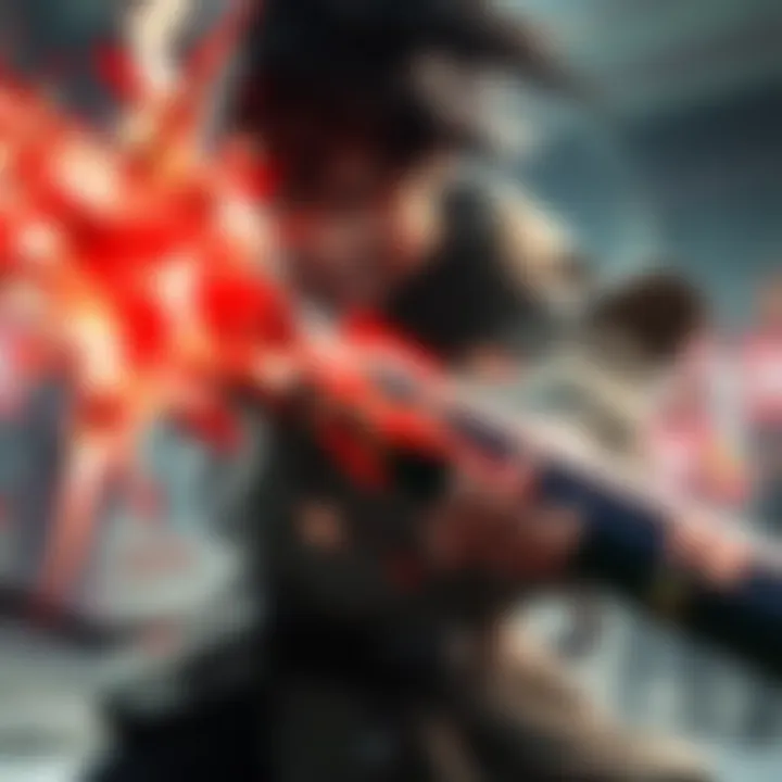 Kuroki delivers a powerful blow to Shen, causing him to bleed in a fierce battle.