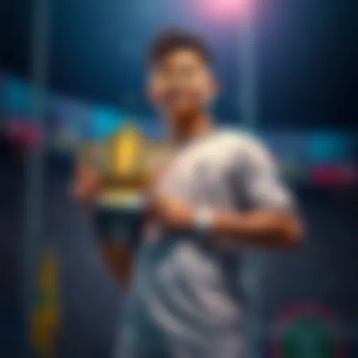 Kurourushi stands proudly holding a trophy after scoring 54 points, displaying a determined expression, symbolizing resilience and strength.