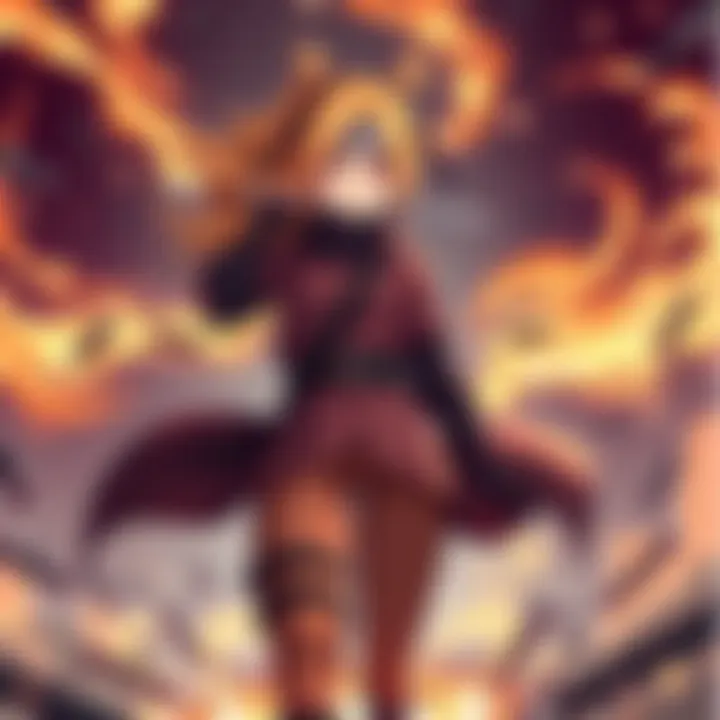 Kushina Uzumaki in battle ready pose Kushina Uzumaki stands confidently in a battle-ready pose, surrounded by swirling chakra and ninja tools, symbolizing her strength and the controversy of the Chunin Exams ban.