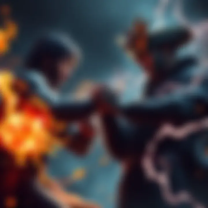 Kuzan and Blackbeard face off, displaying their unique powers in a tense rivalry setting.