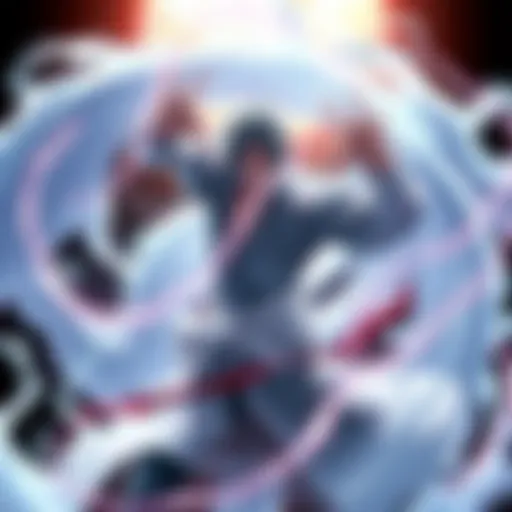 A powerful character using Kyoka Suigetsu, creating a swirl of illusions around opponents, showcasing complete hypnosis effect.