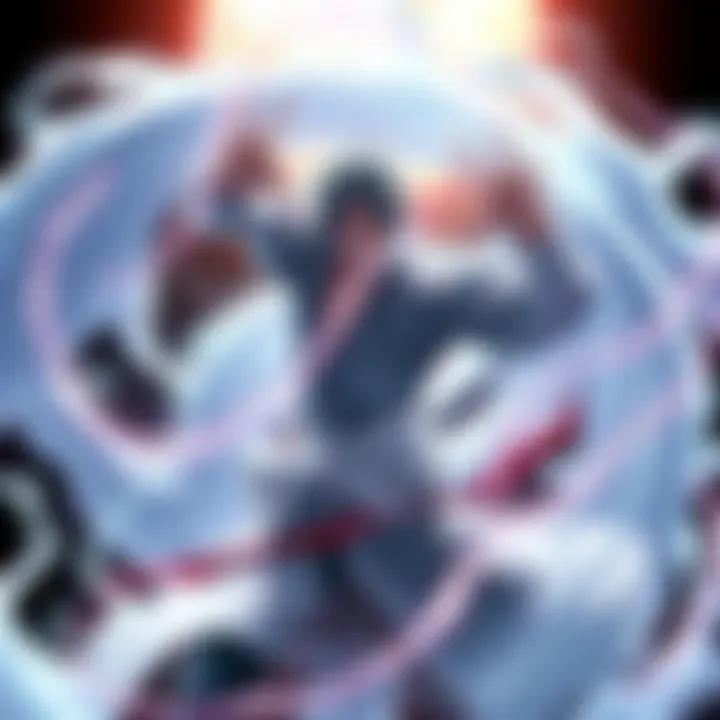 A powerful character using Kyoka Suigetsu, creating a swirl of illusions around opponents, showcasing complete hypnosis effect.