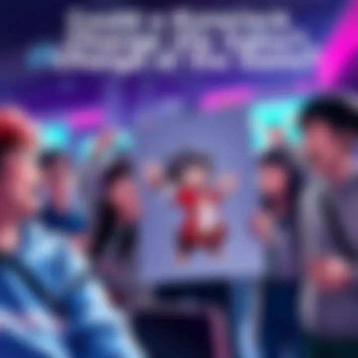 A fan holding a poster of a Kyome character, surrounded by excited friends discussing the comeback